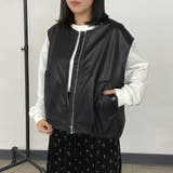 ノーカラー合成皮革ベスト | non-hedge  | 詳細画像2 