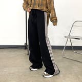 ブラック | ラインニットワイドパンツ | non-hedge