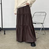 ブラウン | 合成皮革ティアードスカート | non-hedge 