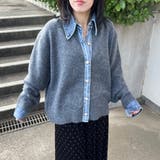 チャコール | 襟付きデニム切替ニットカーディガン | non-hedge 