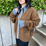 キャメル | 襟付きデニム切替ニットカーディガン | non-hedge 