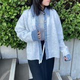 オートミール | 襟付きデニム切替ニットカーディガン | non-hedge 