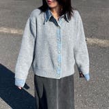 グレー | 襟付きデニム切替ニットカーディガン | non-hedge 