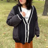 ブラック | キルト切替ケーブルカーディガン | non-hedge 