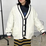 オフホワイト | キルト切替ケーブルカーディガン | non-hedge 