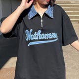 ブラック | 襟デニムハーフジップロゴTシャツ | non-hedge 