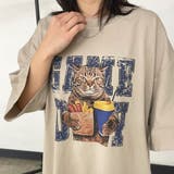 ベージュ | ネコプリントビッグTシャツ | non-hedge