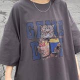 チャコール | ネコプリントビッグTシャツ | non-hedge