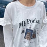 オフホワイト | 袖フリルネコプリントロンT | non-hedge 