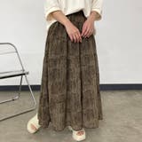 ブラウン | 総柄ティアードスカート | non-hedge