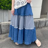 インディゴブルー | デニムチェック切替スカート | non-hedge 