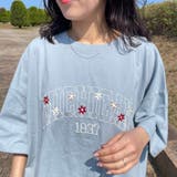 サックスブルー | カレッジロゴ花刺繍BIGTシャツ | non-hedge