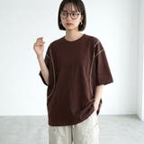 ブラウン | 配色ステッチBIGチュニック | non-hedge