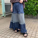 インディゴブルー | デニムチェック切替スカート | non-hedge 