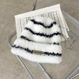 ホワイト×ブラック | プレートシャギーニット帽 | non-hedge