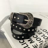 ブラック | アンティーク風バックルスタッズベルト | non-hedge 