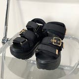ブラック | バックル3ベルト厚底スポーツサンダル | non-hedge