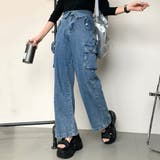 ブルー | ウエスト折り返しデニムカーゴパンツ | non-hedge