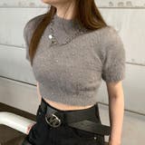 グレー | ビジューシャギーショートトップス | non-hedge