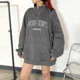 チャコール | ハーフZIPロゴチュニック | non-hedge