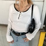 オフホワイト | レースアップリブショートトップス | non-hedge 