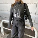 チャコール | サイドドロストハイネックロゴトップス | non-hedge