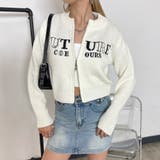 オフホワイト | ロゴ刺繍ZIPニットトップス | non-hedge