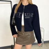 ブラック | ロゴ刺繍ZIPニットトップス | non-hedge