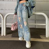 ダメージレースデニムワイドパンツ | non-hedge | 詳細画像7