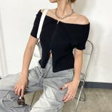 ZIPオフショルリブニットトップス | non-hedge  | 詳細画像12 