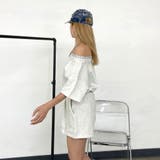 ストライプ切替オフショルトップス・ショートパンツセットアップ | non-hedge | 詳細画像15