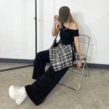 Tシャツ・チェックレイヤード付きワイドパンツセットアップ | non-hedge | 詳細画像24