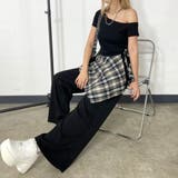 Tシャツ・チェックレイヤード付きワイドパンツセットアップ | non-hedge | 詳細画像25