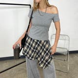 Tシャツ・チェックレイヤード付きワイドパンツセットアップ | non-hedge | 詳細画像6