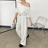 オートミール | オフショルプルオーバー・ワイドパンツセットアップ | non-hedge