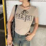 ベージュ | レースアップ切替ロゴトップス | non-hedge