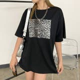 ブラック | ヒョウ柄ビッグTシャツ | non-hedge