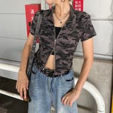 チャコール | ショルダーZIPリブトップス | non-hedge