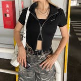 ブラック | ショルダーZIPリブトップス | non-hedge