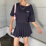 ネイビー | ロゴ刺繍プルオーバー・タックスカートセットアップ | non-hedge
