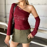 ボルドー | ワンショルストーンロゴアームウォーマーTシャツ | non-hedge 