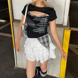 ブラック | カットワークチェックイレヘムトップス | non-hedge 