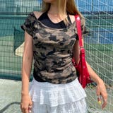 カーキ | 迷彩アンサンブル風プレートロゴトップス | non-hedge 