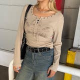 ベージュ | リベットモチーフロゴレースアップトップス | non-hedge 