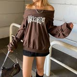 ブラウン | オフショルフードロゴトップス | non-hedge 