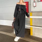 ブラック | オフショルZIPトップス・パンツセットアップ | non-hedge 