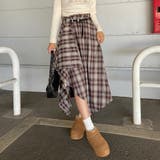 ベルト付きイレヘムチェックロングスカート | non-hedge  | 詳細画像1 