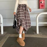 ベルト付きイレヘムチェックロングスカート | non-hedge  | 詳細画像4 