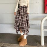 ベルト付きイレヘムチェックロングスカート | non-hedge  | 詳細画像6 