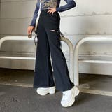 ブラック | サイドスリットリボンカットワイドパンツ | non-hedge 